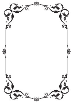 Border Frame Vintage Retro Ornamental Decorative. Isolated on white background. Vertical blank templates to decorate text. Greeting or wedding frames.