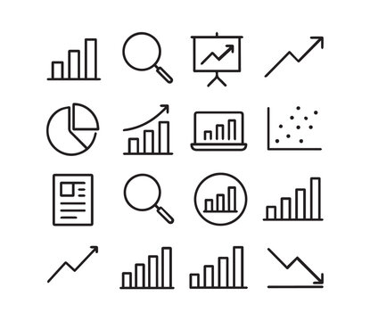 Data Analytics Icon Set l Charts, Graphs, Statistics, and Infographics icons editable stroke