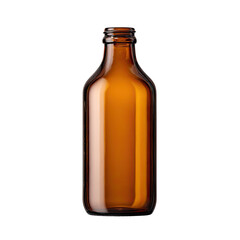 Amber glass bottle,  smooth,  straight sides,  narrow neck,  classic shape