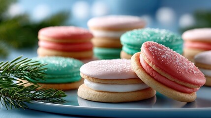 Fototapeta premium Colorful festive layered cookies