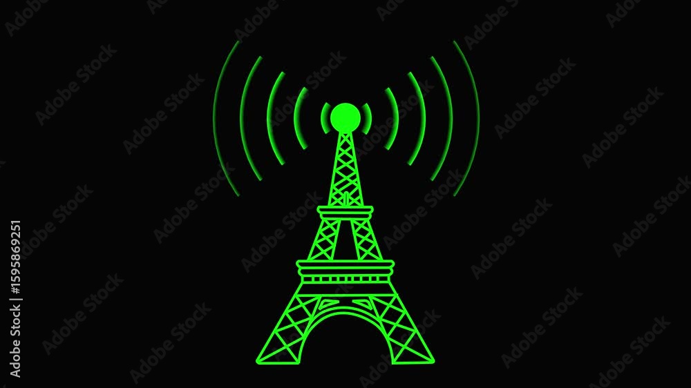 Poster signal tower with networking. radio tower, transmitter antenna icon. wi-fi wireless internet network