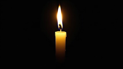 Burning candle in darkness: A solitary candle flame glows warmly against a backdrop of pure, inky darkness. It embodies moments of reflection and tranquility, ideal for evoking introspection. - Powered by Adobe
