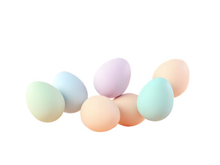 Pastel colored eggs arrangement isolated on a transparent background mint green