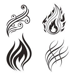 Abstract Black Swirls and Flames fire