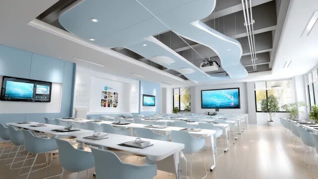 Modern Conference Room: A state-of-the-art conference room exudes an air of professional collaboration and modern design, capturing the essence of innovation and teamwork.