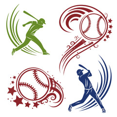 Baseball players with decorative elements batter sport
