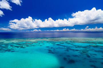 サンゴ礁広がる海　沖縄　伊良部島