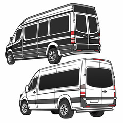 Black and white luxury passenger vans luxury van transport © rabby