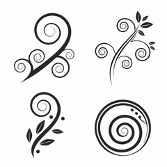 Black Swirls and Leaves abstract border