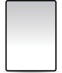 Tablet device standing with subtle shadow on white background