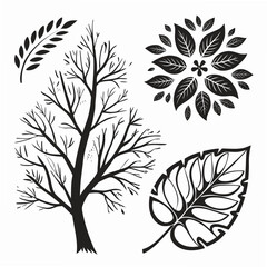 Black tree and leaves design branches foliage