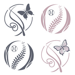 Butterfly and baseball emblems logo sport © rabby