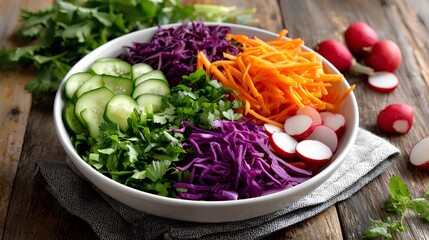Healthy Salad with Cucumber and Radish Medley