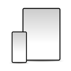 Smartphone and tablet mockup standing side by side (JPEG version)