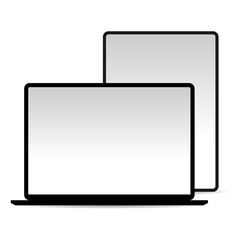 Laptop and tablet mockup side by side on white background (JPEG version)