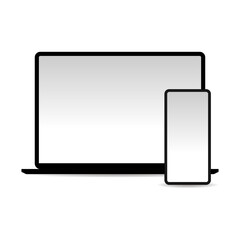 Smartphone and laptop mockup side by side on white background (JPEG version)