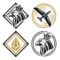 Eagle airplane crystal geometric emblems crown