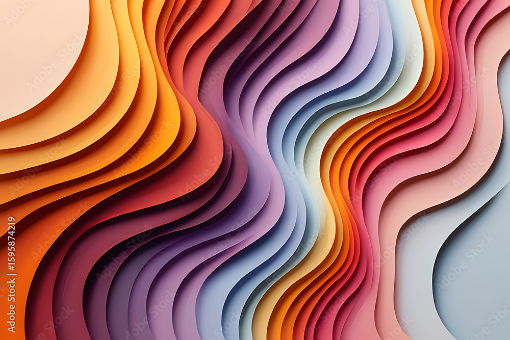 Fototapete a mesmerizing array of colorful paper layers creates an abstract and textured background, showcasing
