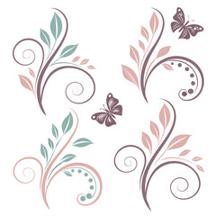 Floral swirls and butterflies butterfly leaves