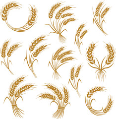 Wheat Harvest Vector Icons Set illustration