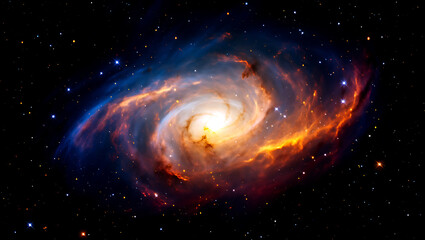 Celestial supernova ignites a vibrant, abstract galaxy, swirling with stardust and glowing plasma