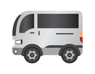 The isolated side of silver vehicle car van icon on transparent background