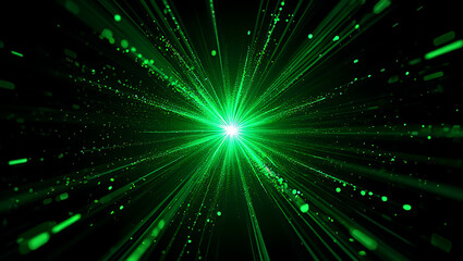 Bright blue abstract background with glowing stars, a futuristic laser burst of light and energy