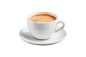 Fototapeta premium Cup of Hot Milk Tea Coffee on White Saucer Isolated on Transparent Background