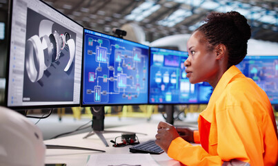 Young African-American Woman Using Computer