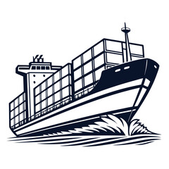 Fototapeta premium Large cargo ship sailing through water container ship