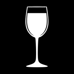 White wineglass reflects light elegantly against the dark background