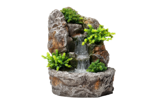 Miniature waterfall isolated on transparent background