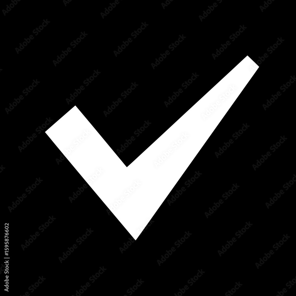 Poster white checkmark approves tasks against black background simplicity correctness