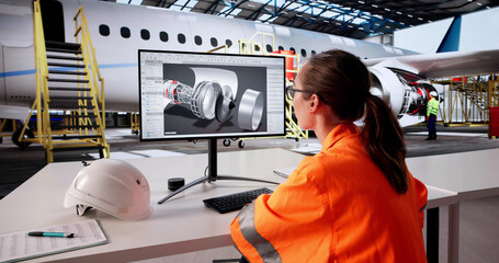 Skilled Aviation Engineer Repairs Aircraft Engine