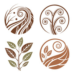 Organic leaf branch and swirl emblems nature © rabby