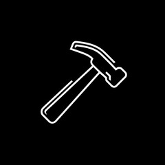 White hammer outlines strike carpentry background minimal design construction