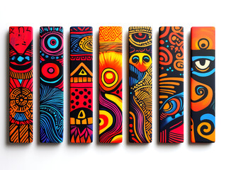 Artistic Bookmarks with Bright Cultural Design Motifs