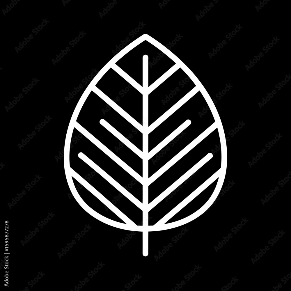 Poster leaf outline shines alone on black backdrop illustrating simplicity design elements