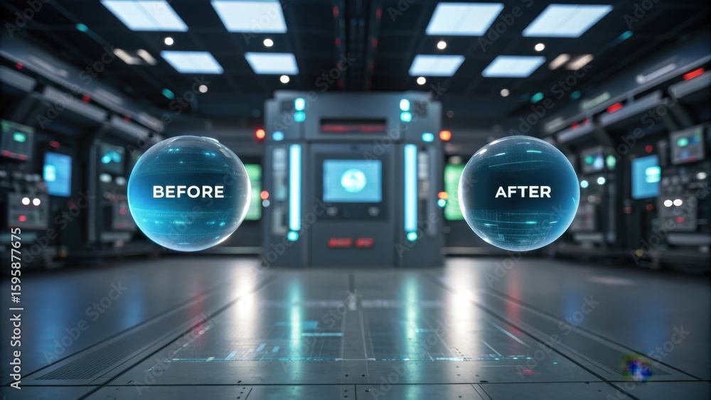 Aufkleber text-to-image ai model futuristic control room displaying 