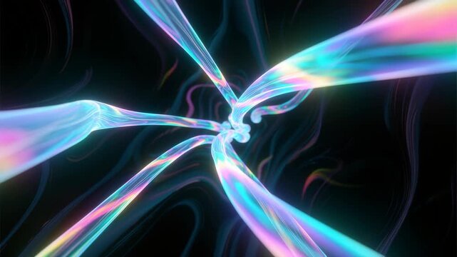 Vibrant Light Streams Flowing Through Dark Space