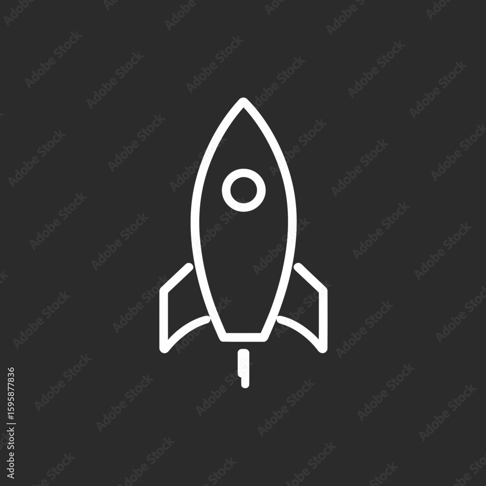 Poster white rocket soars startup space dark backdrop simple