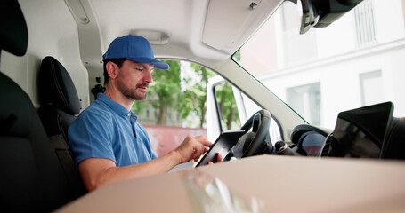 Speedy Courier Transporting Packages In Company Vehicle