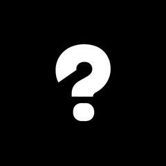 White question mark hovers mystically against black unknown space invites thought