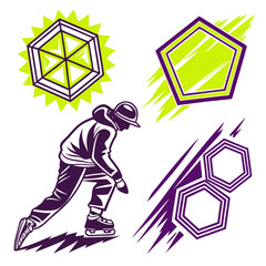 Skater with geometric shapes rollerblading abstract © rabby