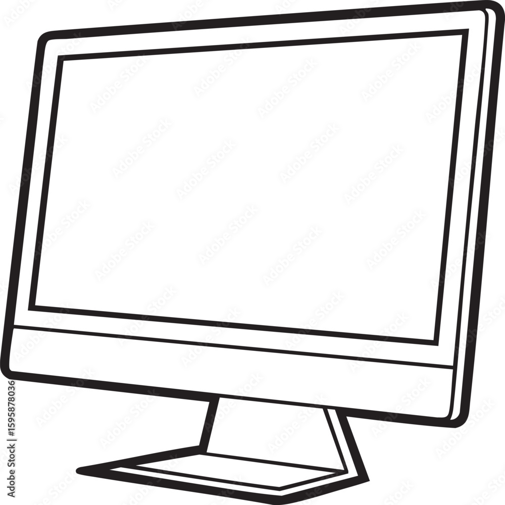 Fototapete modern computer monitor display screen with stand isolated on transparent background