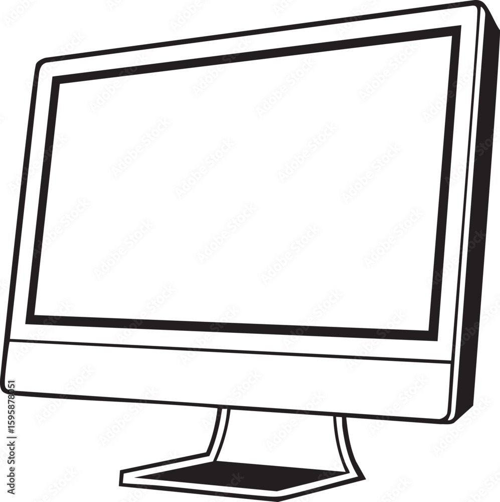 Fototapete Modern computer monitor with a blank screen isolated on transparent background