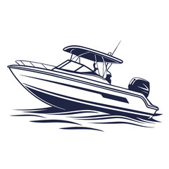 Sleek motorboat sailing on blue water nautical watercraft