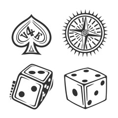 Spade compass dice gambling symbols casino