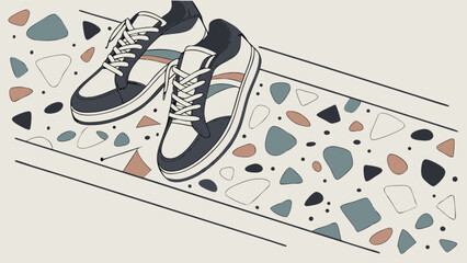 Stylish sneakers footwear fashion illustration trendy shoes casual wear modern design apparel lifestyle 100