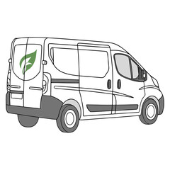 White delivery van with green leaf logo white van electric vehicle